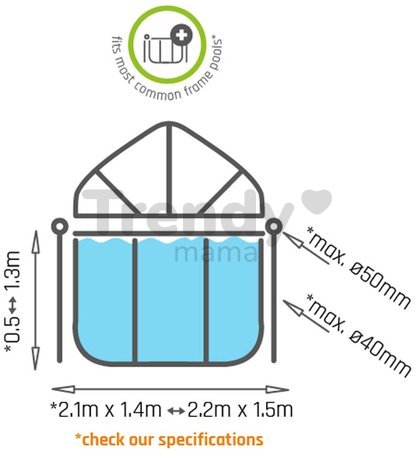 Slnečná strieška pool canopy Exit Toys na bazény s rozmerom 220*150 cm od 6 rokov