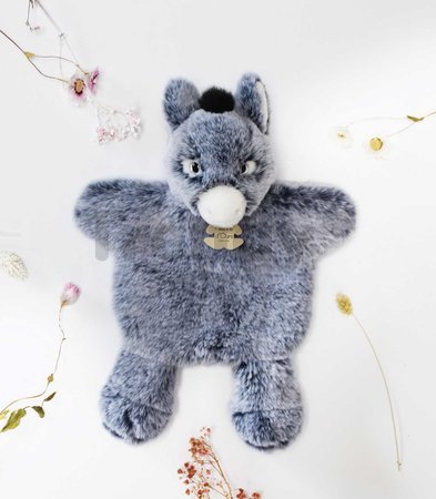 Plyšový somárik na bábkové divadlo Donkey Puppet Sweety Mousse Histoire d’ Ours sivý 25 cm od 0 mes
