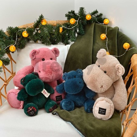 Plyšový hrošík Hip'Pop Histoire d’ Ours modrý 25 cm od 0 mes