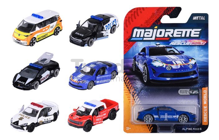 Autíčko záchranárske Rescue World Premium Majorette kovové 6 rôznych druhov dĺžka 7,5 cm 1:64