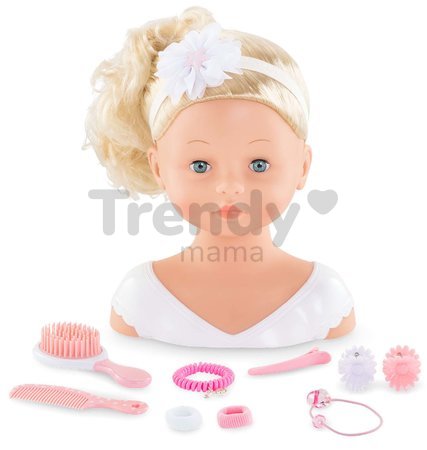 Kadernícka hlava na česanie Styling Head Corolle s krásne jemnými blond vláskami 25 cm a 10 doplnkov