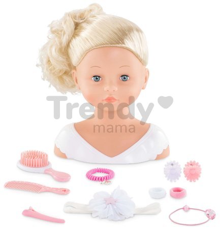 Kadernícka hlava na česanie Styling Head Corolle s krásne jemnými blond vláskami 25 cm a 10 doplnkov
