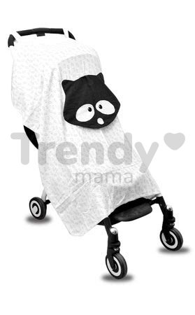 Slnečná clona na kočík Mýval Bamboo Black&White toTs-smarTrike s okienkom 70% bambusový hodváb a 30% bavlnený satén od 0 mesiacov