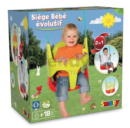 Plastová hojdačka na zavesenie BeBe 2v1 Smoby so zábranou od 18 mes