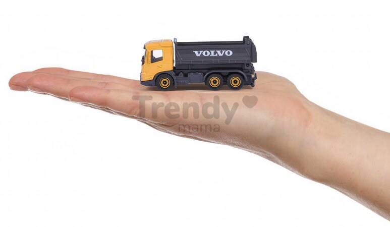 Autíčka stavebné Volvo Construction Edition Majorette s pohyblivými časťami 7,5 cm dĺžka 3 druhy 2 varianty