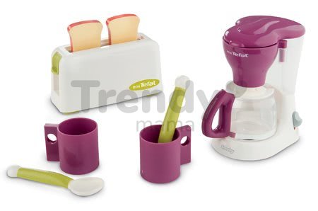 Raňajkový set s kávovarom a toasterom Mini Tefal Smoby bielo-bordový
