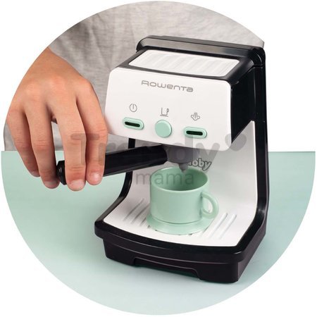 Espresso kávovar elektronický Rowenta Electronic Smoby so zvukom a svetlom a šálka na kávu šedo-olivový