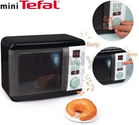 Mikrovlnka so zvukom a svetlom Tefal Electronic Microwave Smoby elektronická s croissantom a “cric-crac” gombíkom šedo-olivová