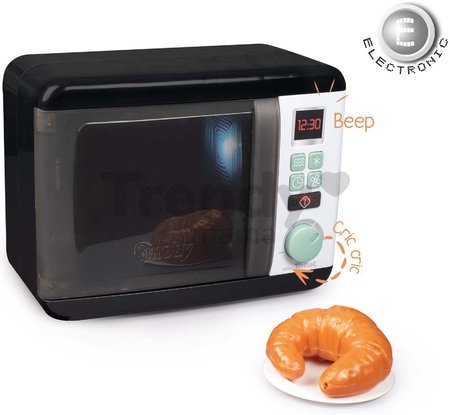 Mikrovlnka so zvukom a svetlom Tefal Electronic Microwave Smoby elektronická s croissantom a “cric-crac” gombíkom šedo-olivová