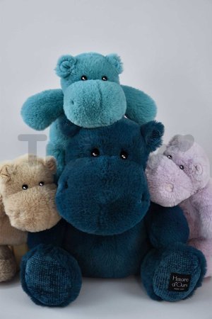 Plyšový hrošík Hip'Pop Histoire d’ Ours modrý 40 cm od 0 mes