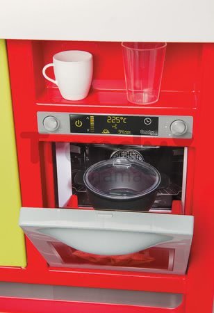 Kuchynka Bon Appetit Red&Green Smoby elektronická s kávovarom zvukmi a svetlom a 23 doplnkami červená