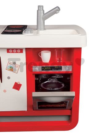 Kuchynka elektronická Bon Appetit Smoby červená zvuková s chladničkou kávovarom a 23 doplnkov