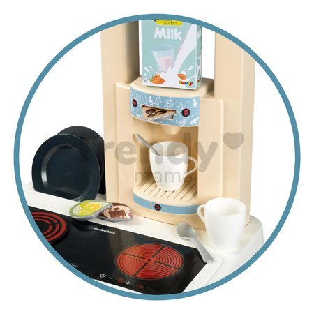 Kuchynka elektronická Bon Appetit Kitchen Smoby s kávovarom a chladnička s rúrou na pečenie 23 doplnkov 96 cm výška/49 cm pult