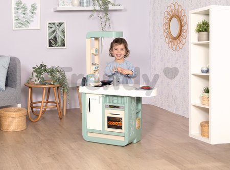 Kuchynka so zvukmi Cherry Kitchen Green Smoby s jedálenským stolom rúrou a chladnička s 25 doplnkami