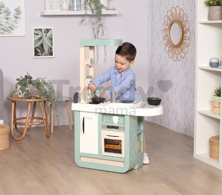 Kuchynka so zvukmi Cherry Kitchen Green Smoby s jedálenským stolom rúrou a chladnička s 25 doplnkami