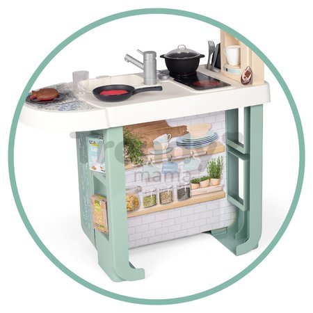 Kuchynka so zvukmi Cherry Kitchen Green Smoby s jedálenským stolom rúrou a chladnička s 25 doplnkami