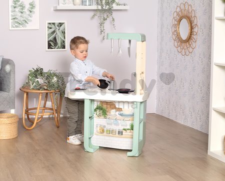 Kuchynka so zvukmi Cherry Kitchen Green Smoby s jedálenským stolom rúrou a chladnička s 25 doplnkami