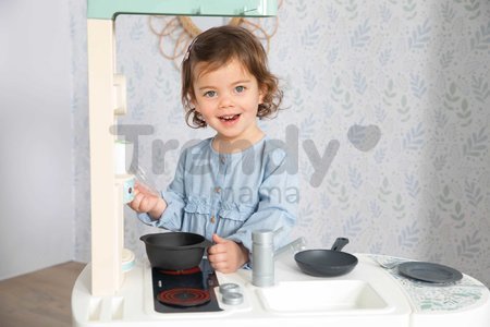 Kuchynka s elektronickými funkciami Cherry Kitchen Smoby s jedálenským pultom a spotrebičmi 25 doplnkov - 96 cm výška/49 cm pult