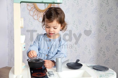 Kuchynka s elektronickými funkciami Cherry Kitchen Smoby s jedálenským pultom a spotrebičmi 25 doplnkov - 96 cm výška/49 cm pult