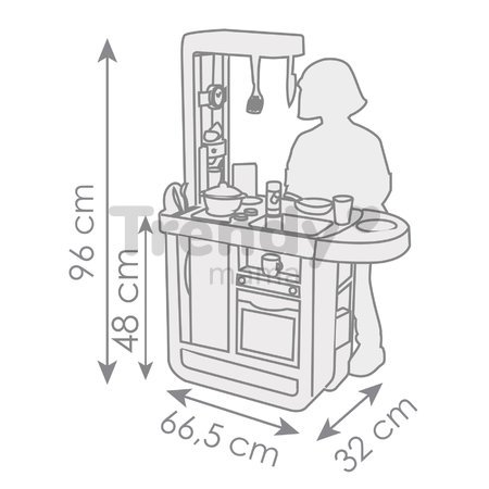 Kuchynka s elektronickými funkciami Cherry Kitchen Smoby s jedálenským pultom a spotrebičmi 25 doplnkov - 96 cm výška/49 cm pult