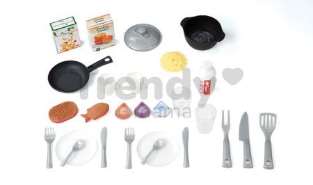 Kuchyňka Tefal Studio Smoby elektronická se zvuky, se sodou, opečenými potravinami a 27 doplňky žluto-šedá