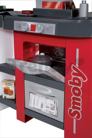 Kuchynka Tefal Studio XXL Smoby elektronická s magickým bublaním a ľadom s 38 doplnkami červeno-strieborná