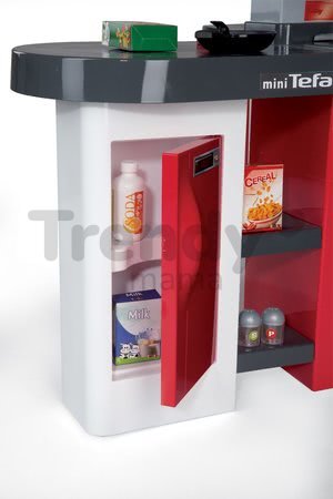Kuchynka Tefal Studio XXL Smoby elektronická s magickým bublaním a ľadom s 38 doplnkami červeno-strieborná