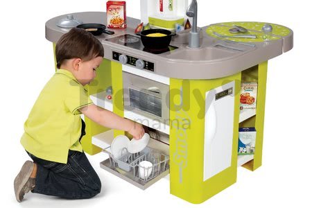 Kuchynka Tefal Studio XL Smoby elektronická s magickou cestovinou, kolou, kávovarom a 36 doplnkami zelená