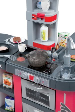 Kuchynka Tefal Studio XXL Bubble Smoby elektronická s magickým bublaním, sódou, kávovarom a 38 doplnkami červená