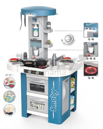 Kuchynka s technickým vybavením Tech Edition Smoby elektronická s mnohými zvukmi a svetlami a 35 doplnkov 100 cm vysoká