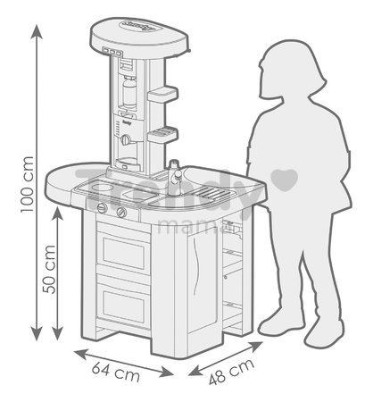 Kuchynka so zvukom a svetlom Tech Edition Kitchen Smoby s funkčnými spotrebičmi a potravinami a 35 doplnkov 100 cm výška/51 cm pult