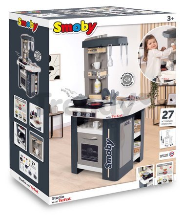 Kuchynka elektronická Tefal Studio Kitchen 360° Smoby s realistickými zvukmi 27 doplnkov 100 cm výška