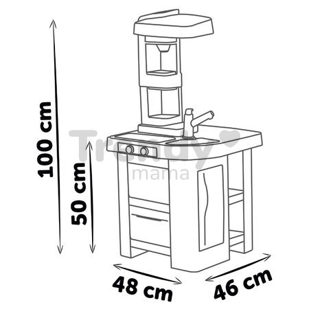 Kuchynka elektronická Tefal Studio Kitchen 360° Smoby s realistickými zvukmi 27 doplnkov 100 cm výška