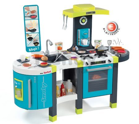 Kuchynka Tefal French Touch Smoby elektronická so zvukmi, s ľadom, kávovarom a 45 doplnkami tyrkysovo-zelená