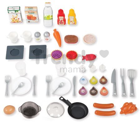 Kuchynka Tefal French Touch Bubble Smoby elektronická s magickým bublaním grilom ľadom a 46 doplnkami tyrkysovo-šedá