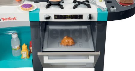 Kuchynka Tefal French Touch Bubble Smoby elektronická s magickým bublaním grilom ľadom a 46 doplnkami tyrkysovo-šedá