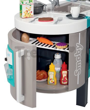 Kuchynka Tefal French Touch Bubble Smoby elektronická s magickým bublaním grilom ľadom a 46 doplnkami tyrkysovo-šedá