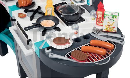Kuchynka Tefal French Touch Bubble Smoby elektronická s magickým bublaním grilom ľadom a 46 doplnkami tyrkysovo-šedá