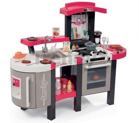 Kuchyňka Tefal Super Chef Deluxe Smoby elektronická s magickým hrncem grilem a ledem 46 doplňků