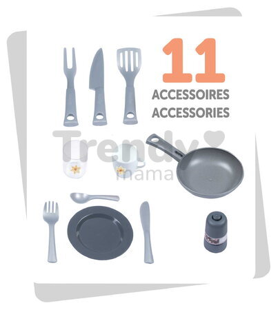 Kuchynka Vanilla Kitchen Smoby s 11 doplnkami s výškou pracovnej dosky 51 cm