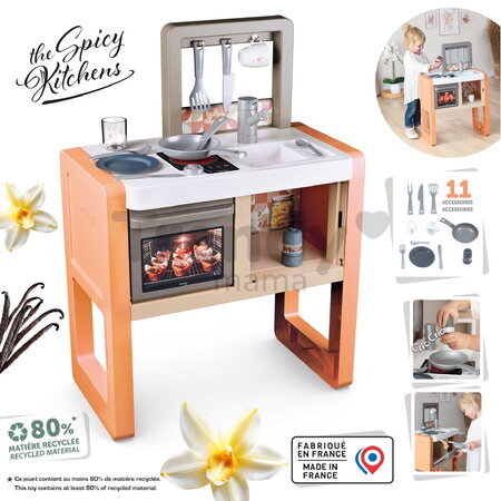 Kuchynka Vanilla Kitchen Smoby s 11 doplnkami s výškou pracovnej dosky 51 cm