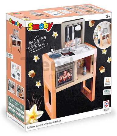 Kuchynka Vanilla Kitchen Smoby s 11 doplnkami s výškou pracovnej dosky 51 cm