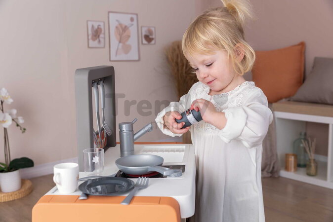 Kuchynka Vanilla Kitchen Smoby s 11 doplnkami s výškou pracovnej dosky 51 cm