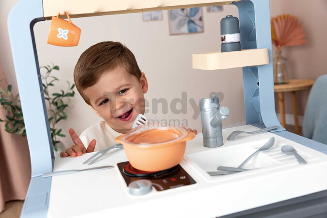 Kuchynka elektronická Rosemary Kitchen Smoby so zvukom 19 doplnkov s výškou pracovnej dosky 51 cm