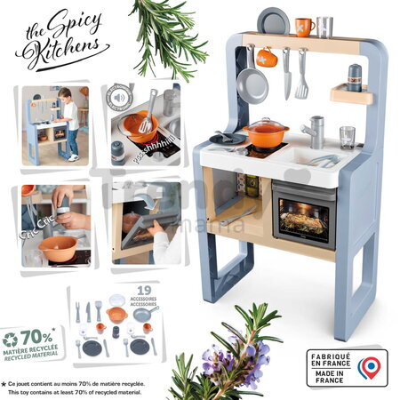 Kuchynka elektronická Rosemary Kitchen Smoby so zvukom 19 doplnkov s výškou pracovnej dosky 51 cm
