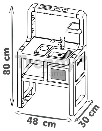 Kuchynka elektronická Rosemary Kitchen Smoby so zvukom 19 doplnkov s výškou pracovnej dosky 51 cm