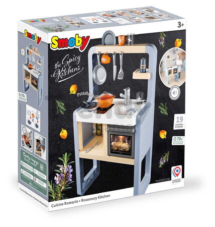 Kuchynka elektronická Rosemary Kitchen Smoby so zvukom 19 doplnkov s výškou pracovnej dosky 51 cm