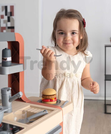 Kuchynka elektronická so zásuvkou na príbory Safran Kitchen Smoby so zvukom a kávovar s jedálenským kútikom 24 doplnkov