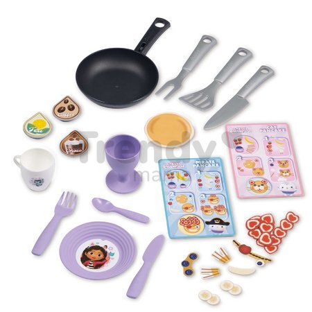 Kuchynka v kufríku Gabby Kitchen Smoby prenosná so 16 doplnkami a kartičky s receptami