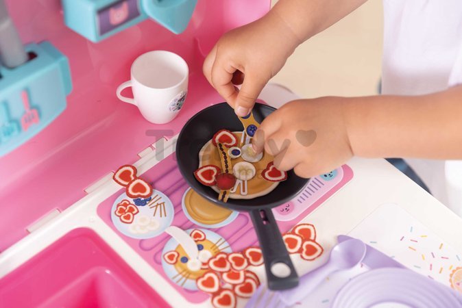 Kuchynka v kufríku Gabby Kitchen Smoby prenosná so 16 doplnkami a kartičky s receptami